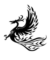 Fire Phoenix Bird, Mythical Creature Illustration