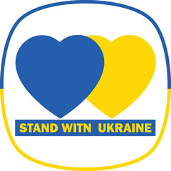 Hearts in the colors of the Ukrainian flag and the phrase together with Ukraine. Vector