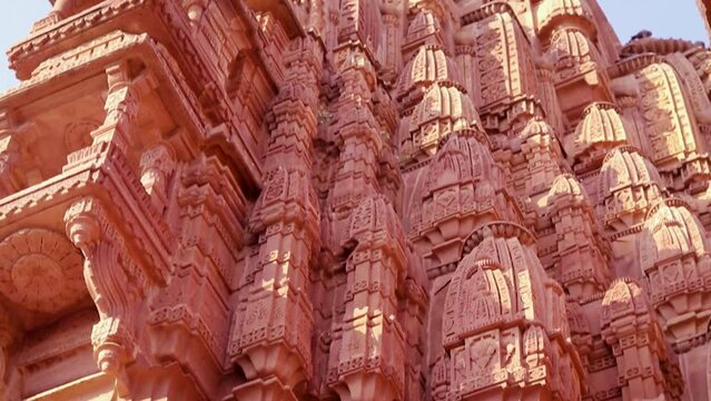 ancient hindu temple architecture from unique angle at day
