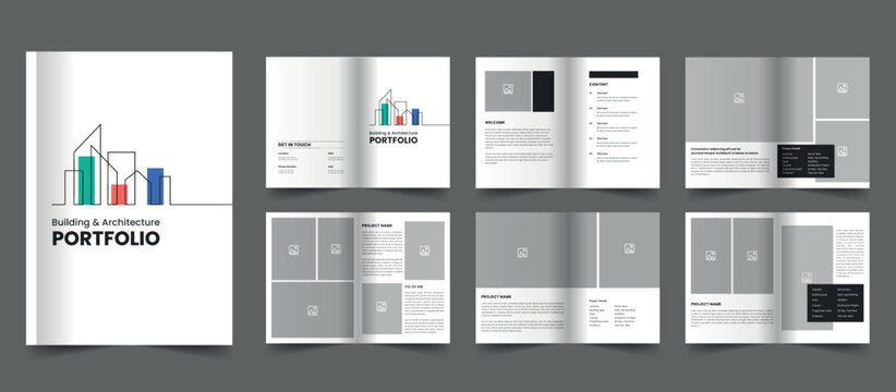 Minimal architecture portfolio template use for interior portfolio, photography portfolio template