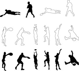 sketch vector illustration of a silhouette of a person playing frisbee