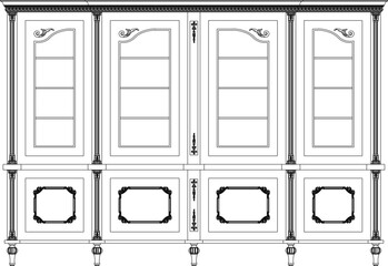 vector sketch of classic cupboard illustration with white background