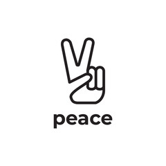 peace hand icon design template