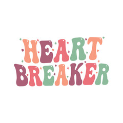 Heart Breaker, Valentine Retro Wavy SVG Design
