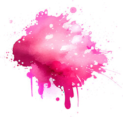 Fototapeta premium Pink Watercolor Paint Splash Isolated Illustration Generative AI