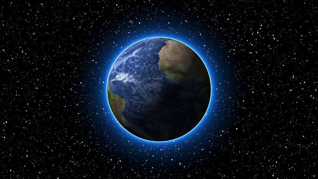 earth in space . glowing earth planet space with realistic on star and galaxy motion background
