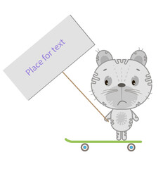 Illustration, a bear with a postcard for messages.
