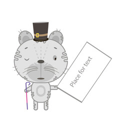 Illustration, a bear with a postcard for messages.