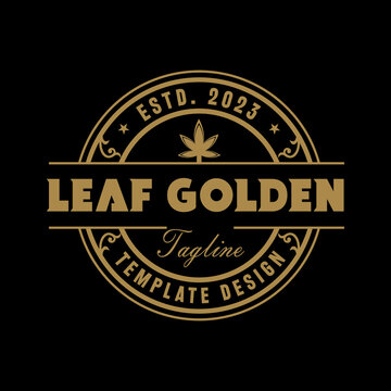 Logo design inspiration stamp Vintage leaf golden Badge Label