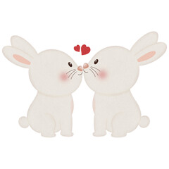 Watercolor Bunny Valentine Clipart,Png