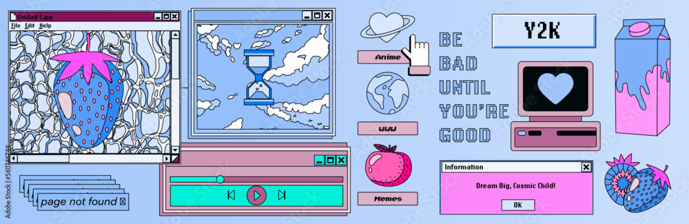 Poster Collage of a user interface elements. Vector illustration for programming and IT subjects.