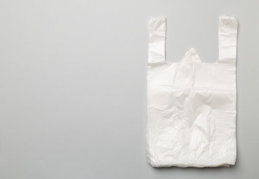 Plastic Bag On Color Background, Top View