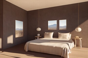 Desert Modern Primary Bedroom King Bed Made with Generative AI