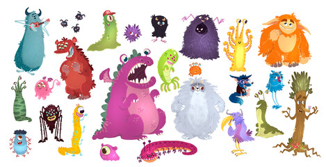 Illustration Set Monsters Different Colors