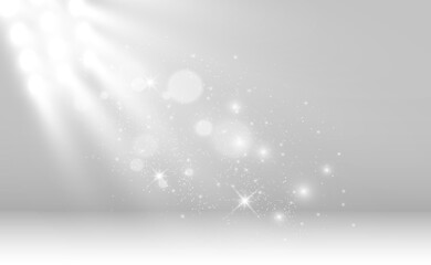 White scene on with spotlights. Vector illustration.	