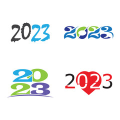 Happy New Year 2023 logo design, New Year 2023 text design isolated on white background