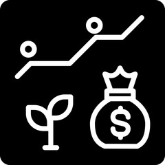 Solid Investmet bag money vector icon