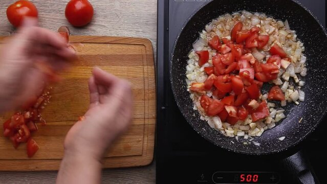 saut&eacute;ed diced tomatoes for the sauce