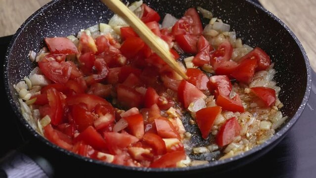 saut&eacute;ed diced tomatoes for the sauce
