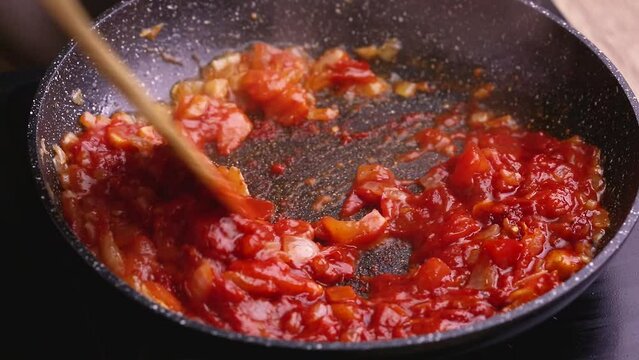 saut&eacute;ed diced tomatoes for the sauce
