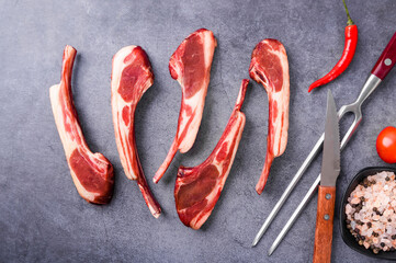 Fresh delicacy Tomahawk lamb chops