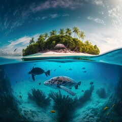 Fototapeta na wymiar Tropical island in the ocean