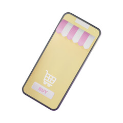 3d Smartphone Device Screen Ecommerce Concept Plasticine Cartoon Style Isolated on a White Background. Vector illustration