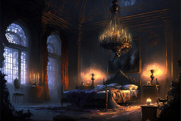 Fantasy Gothic Royal Bedroom Concept Art