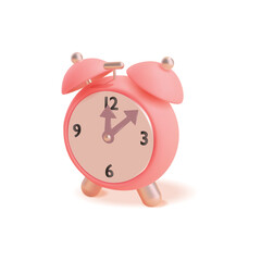 3d Retro Red Alarm Clock Plasticine Cartoon Style Isolated on a White Background . Vector illustration