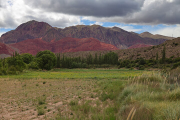 The colorful mountain Pollera Coya in the province of Jujuy, Argentina