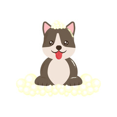 Cartoon icon dog for concept design. Thin line illustration. Pet care concept. Cute dog set. Label design. Dog, puppy, doggy, pet. Vector illustration