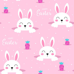 easter seamless pattern with bunny and carrot