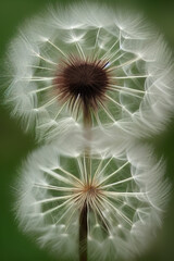 Closed Bud of a dandelion. Dandelion white flowers. IA technology