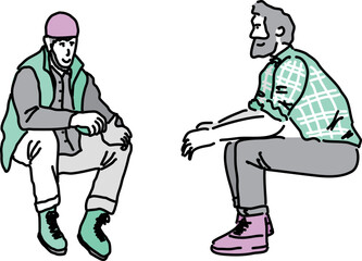 座る人物セット　秋冬
