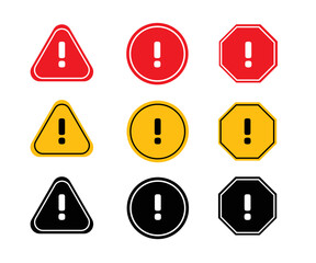 exclamation warning mark sign set of icons