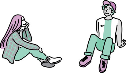 座る人物セット　秋冬
