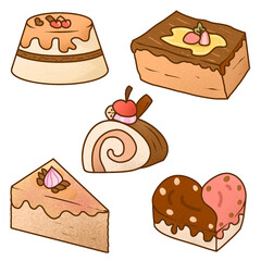 Printable Cute Cartoon Cake Sticker Sheet