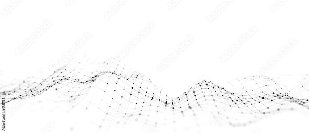 Aufkleber Technology white wave. Big data visualization. Analytics representation. Digital background. 3d rendering.