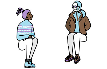 座る人物セット　秋冬
