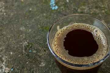 Black coffee in a glass