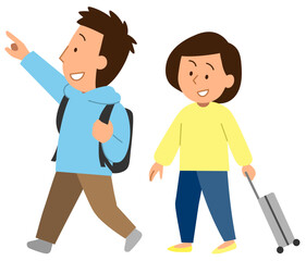 旅行するカップル