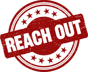Reach Out grunge rubber stamp vector illustration.