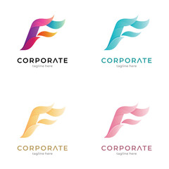 Fototapeta premium Fire letter F gradient logo variation