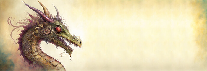 Obraz premium chinese dragon, symbol of 2024, AI-generated digital watercolor style illustration