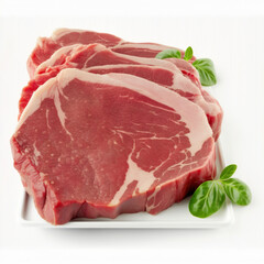 Fresh raw beef steak isolated on white background