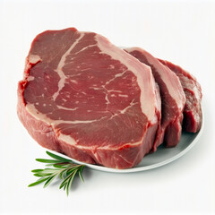 Fresh raw beef steak isolated on white background