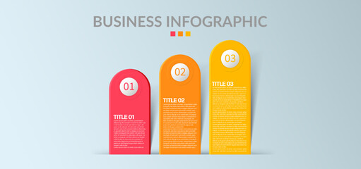 Business Infographic. Modern infographic template. Abstract diagram with 3 steps, options, parts, or processes. Vector business template for presentation. Creative concept for infographic