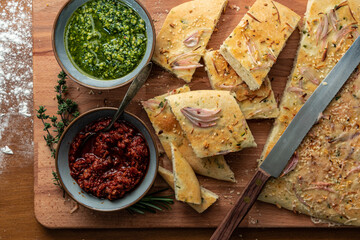 Focaccia with pesto