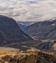 Landscape of the Altai Mountains and the North Chui Ridge, in Siberia, Altai Republic, Russia