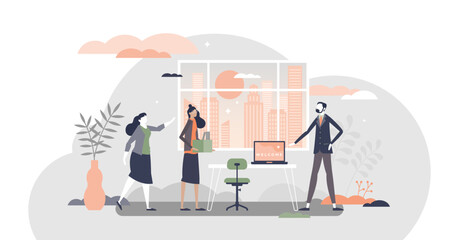 HR employee onboarding with introduction and integration tiny persons concept, transparent background. Work explanation and welcome at first day at new work process illustration.